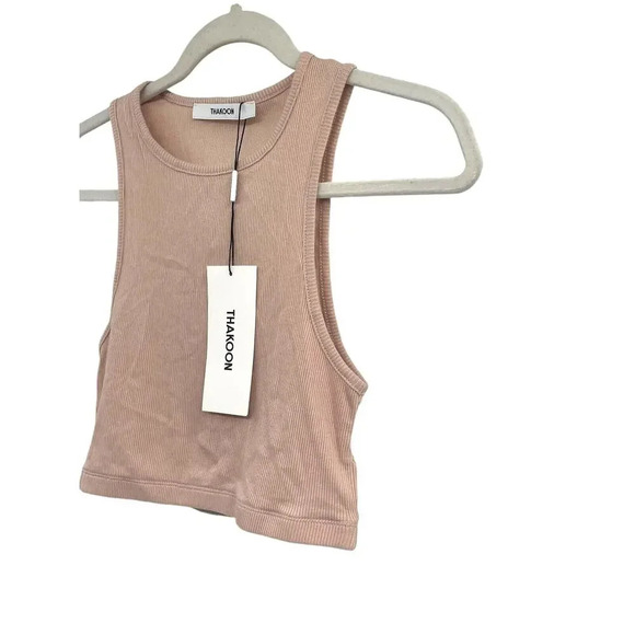 Thakoon Womens Dusty Pink Cropped Top Sleeveless Cotton Size Medium NWT - Picture 3 of 7